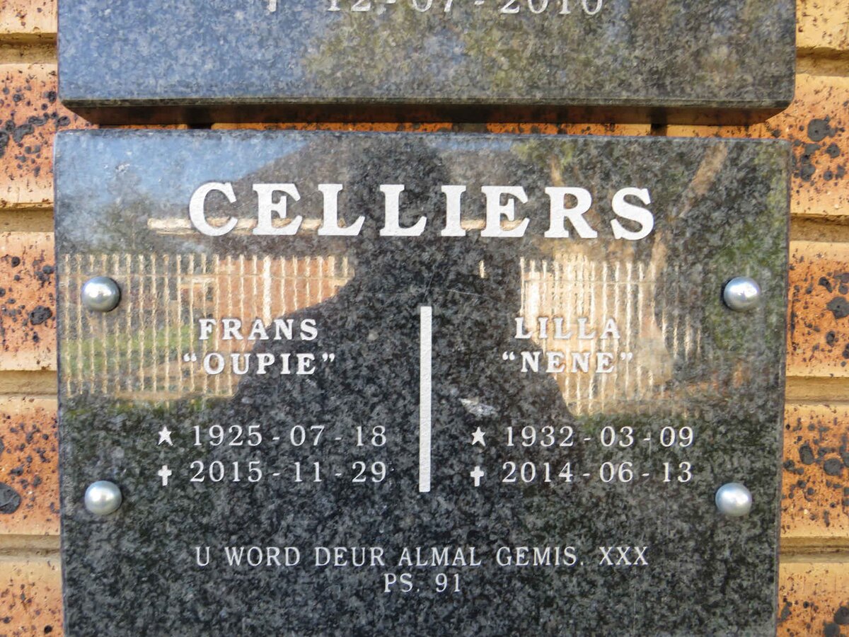 CELLIERS Frans 1925-2015 & Lilla 1932-2014 