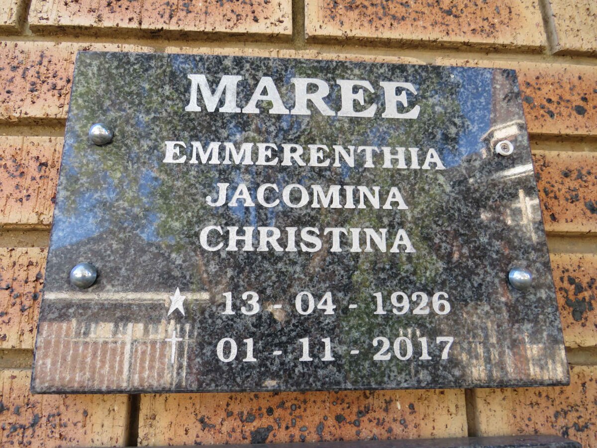 MAREE Emmerenthia Jacomina Christina 1926-2017