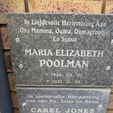 POOLMAN Maria Elizabeth 1936-2022