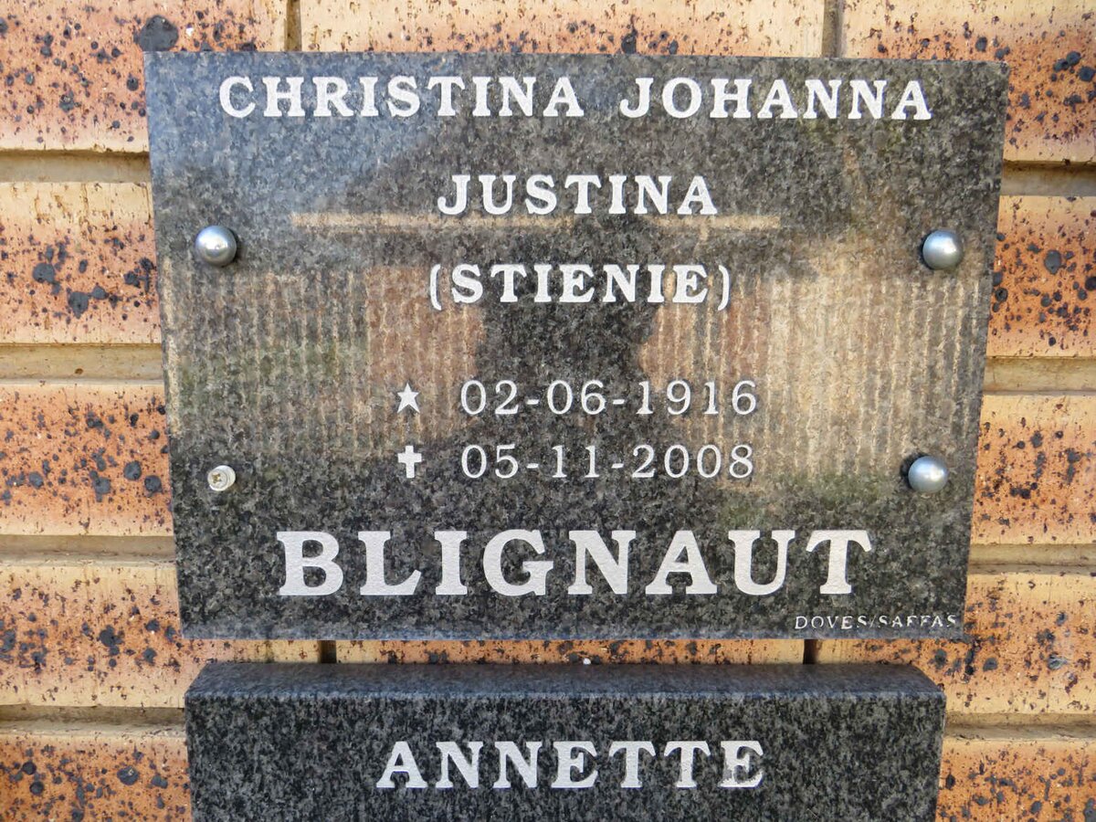 BLIGNAUT Christina Johanna Justina 1916-2008