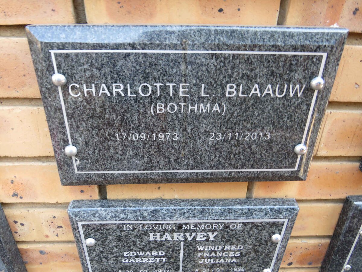BLAAUW Charlotte L. nee BOTHMA 1973-2013