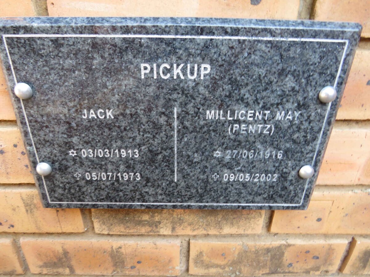 PICKUP Jack 1913-1973 & Millicent May PENTZ 1916-2002