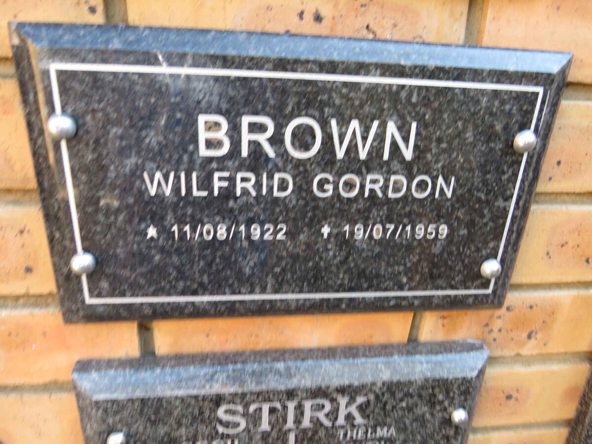 BROWN Wilfred Gordon 1922-1959