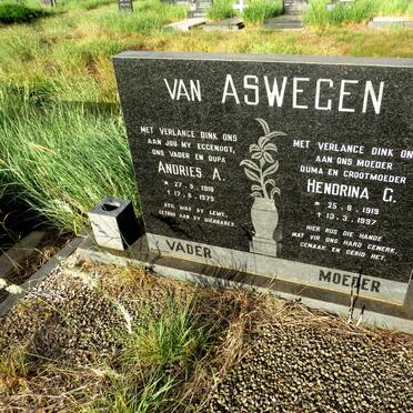 ASWEGEN Andries A., van 1910-1979 & Hendrina G. 1919-1997