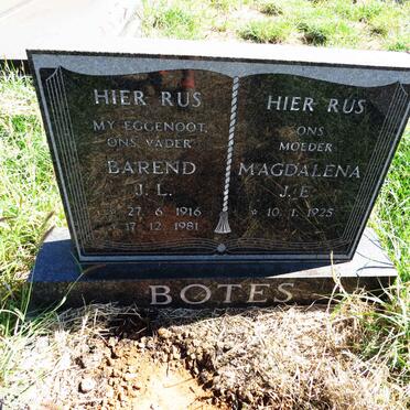BOTES Barend J.L. 1916-1981 & Magdalena J.E. 1925-