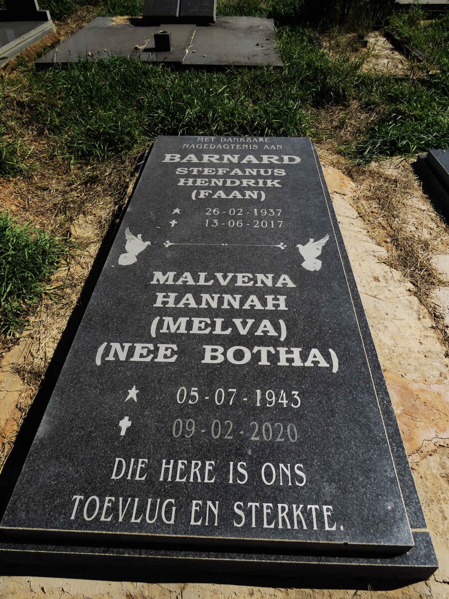 BARNARD Stefanus Hendrik 1937-2017 & Malvena Hannah BOTHA 1943-2020