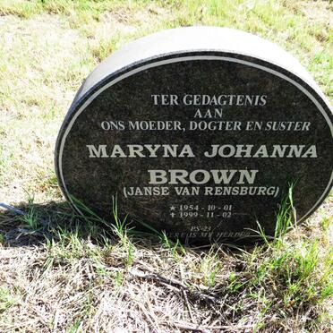 BROWN Maryna Johanna nee JANSE VAN RENSBURG 1954-1999