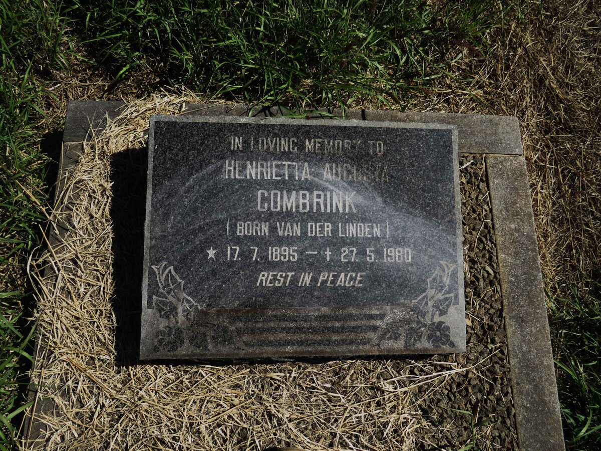 COMBRINK Henrietta Augusta nee VAN DER LINDEN 1895-1980