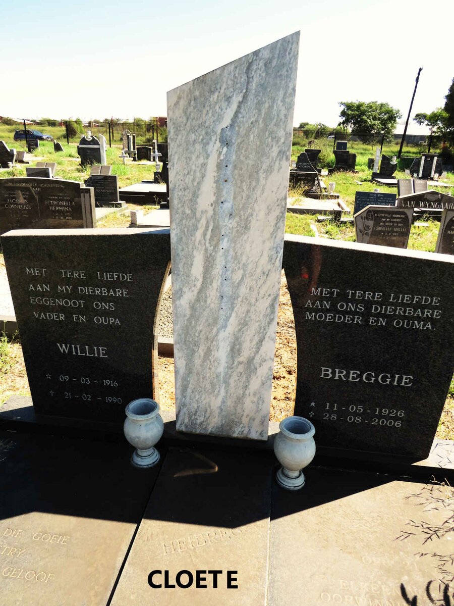 CLOETE Willem Francois 1916-1990 & Heibrecht Cornelia HOUGH 1926-2006