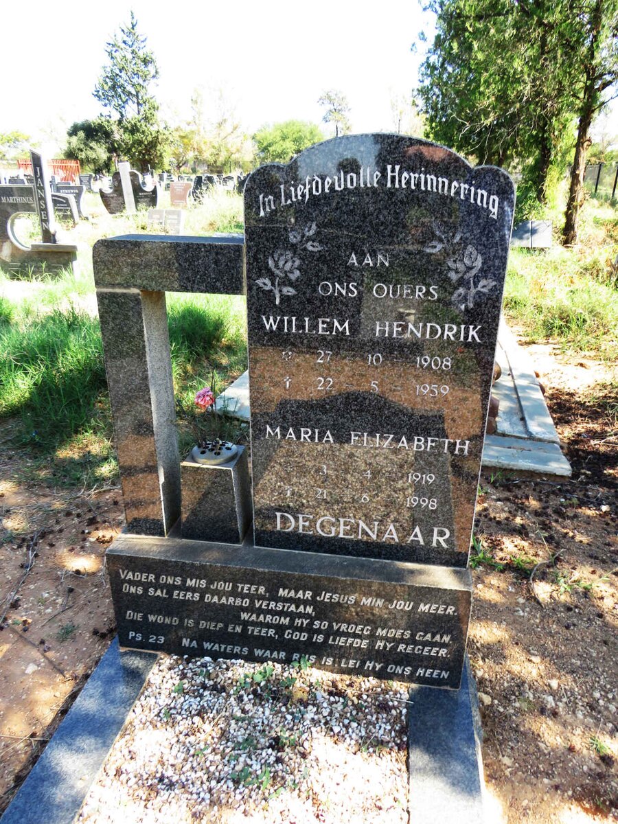 DEGENAAR Willem Hendrik 1908-1959 & Maria Elizabeth 1919-1998