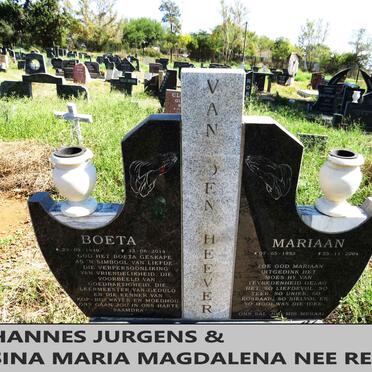 HEEVER Johannes Jurgens, van den 1949-2014 & Josina Maria Magdalena REINERS 1953-2004