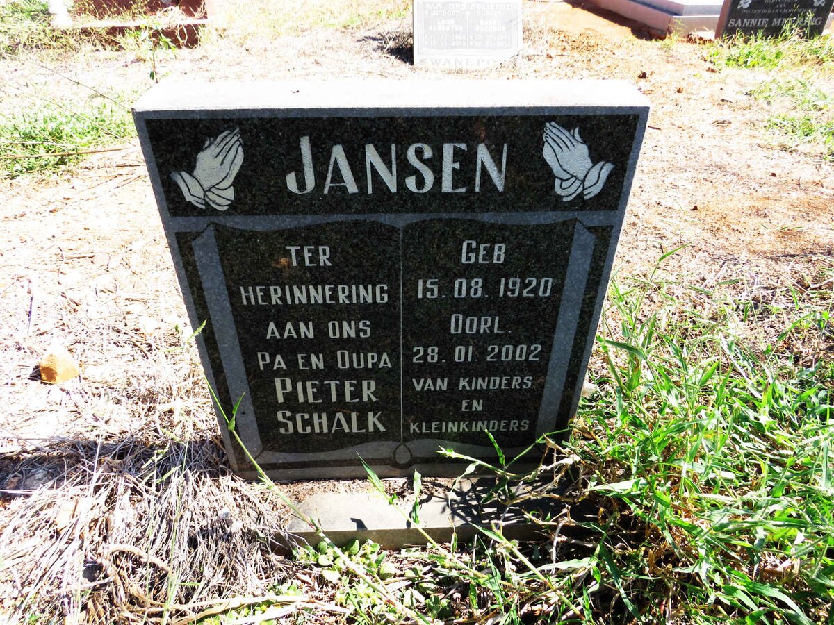 JANSEN Pieter Schalk 1920-2002
