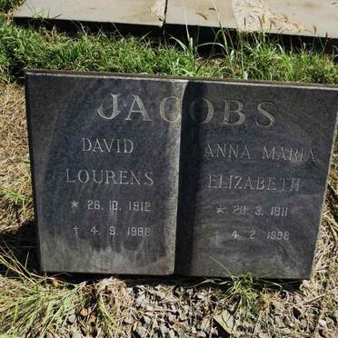 JACOBS David Lourens 1912-1988 & Anna Maria Elizabeth 1911-1998