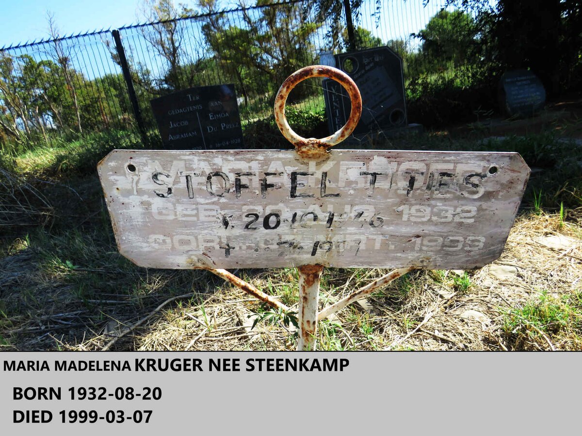 KRUGER Maria Madelena nee STEENKAMP 1932-1999 
