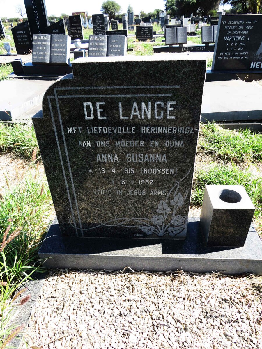 LANGE Anna Susanna, de nee BOOYSEN 1915-1982