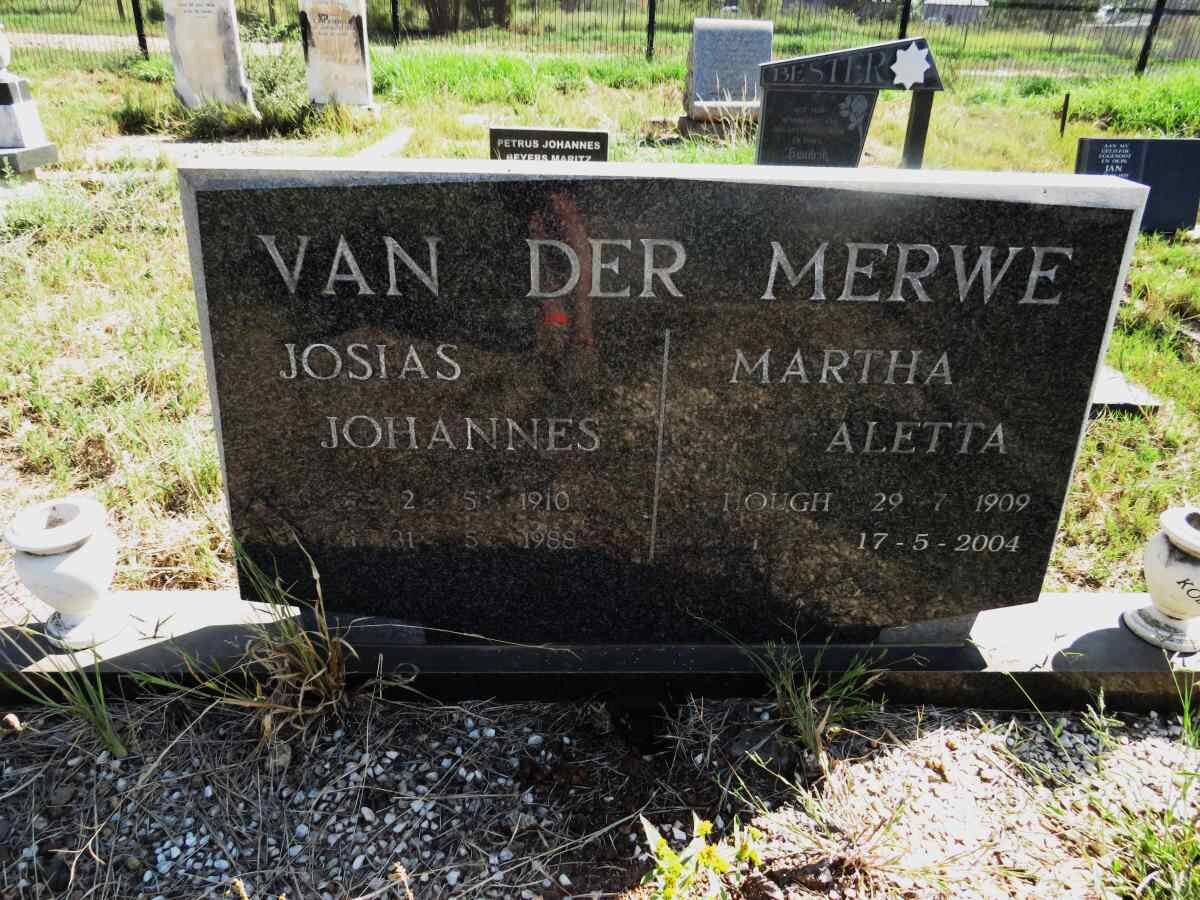 MERWE Josias Johannes, van der 1910-1988 & Martha Aletta HOUGH 1909-2004