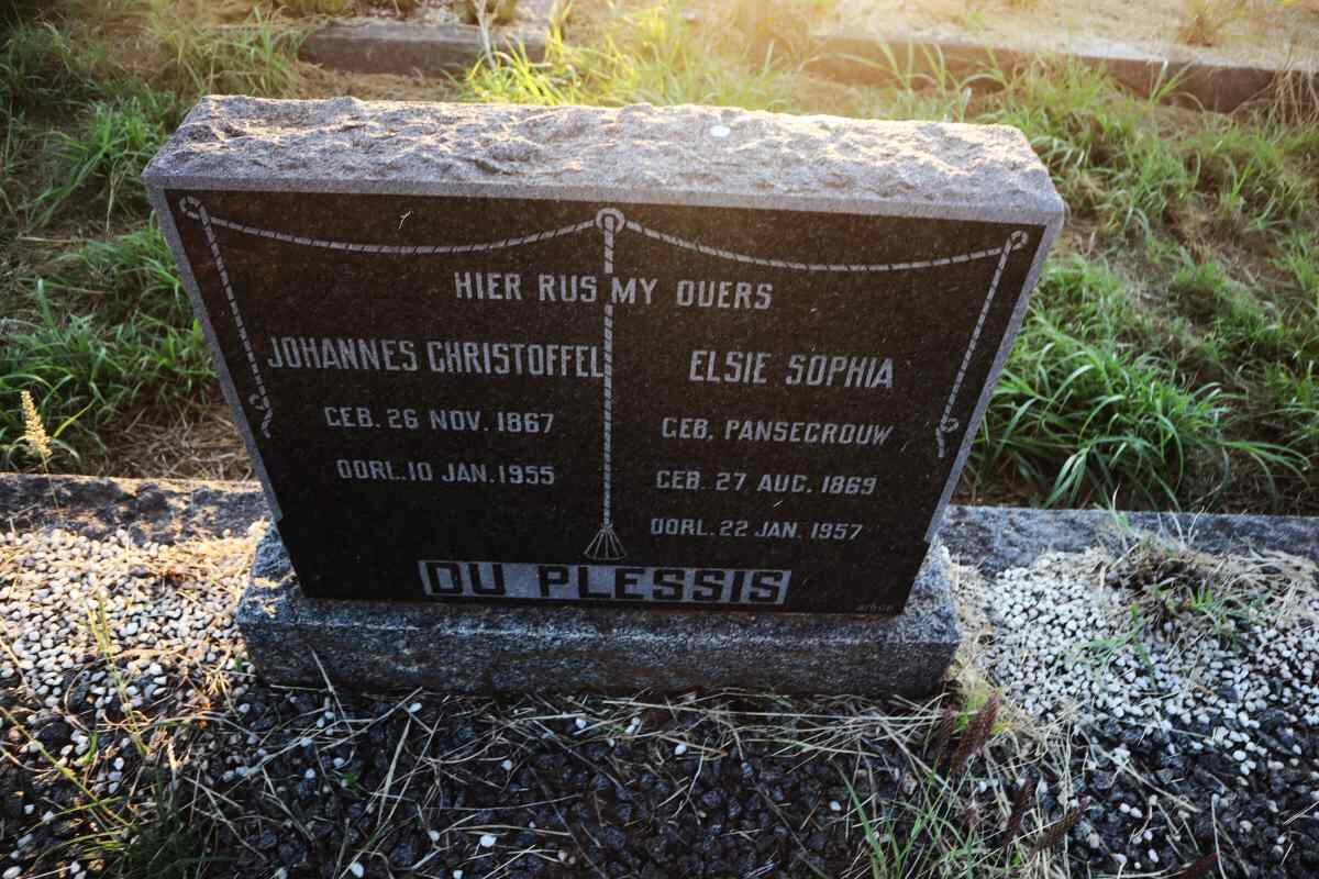 PLESSIS Johannes Christoffel, du 1867-1955 & Elsie Sophia PANSEGROUW 1869-1957