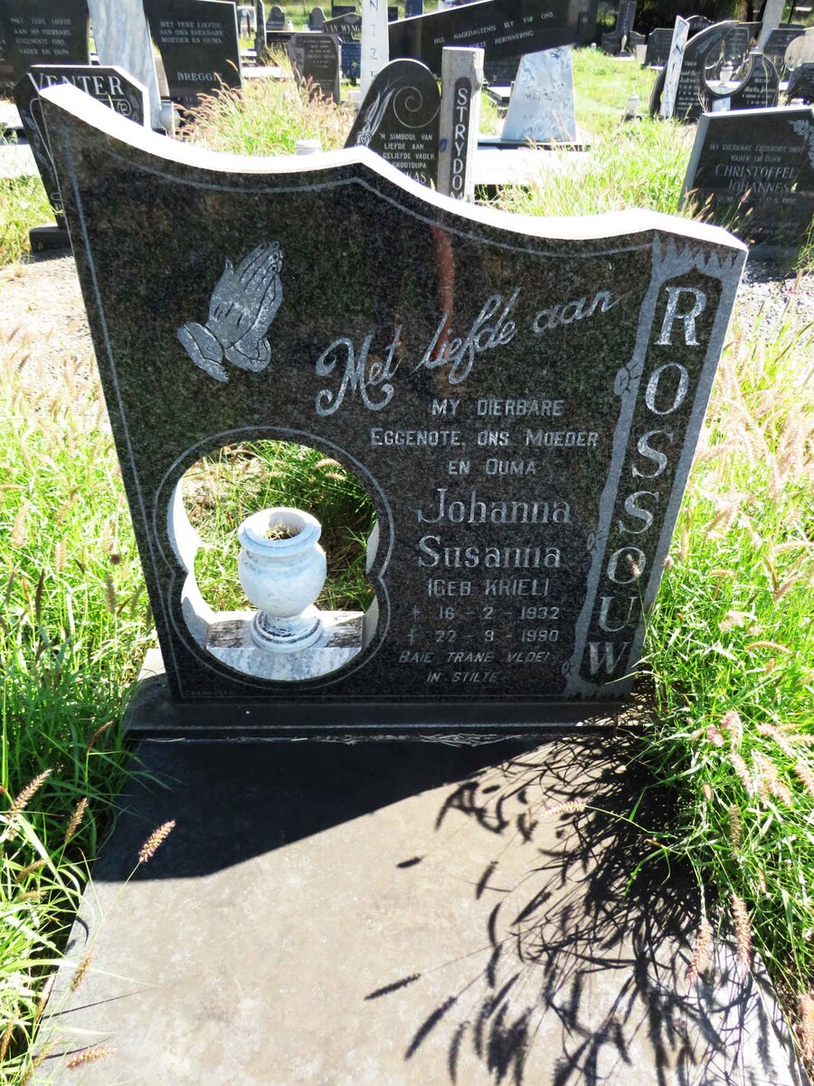 ROSSOUW Johanna Susanna nee KRIEL 1932-1990