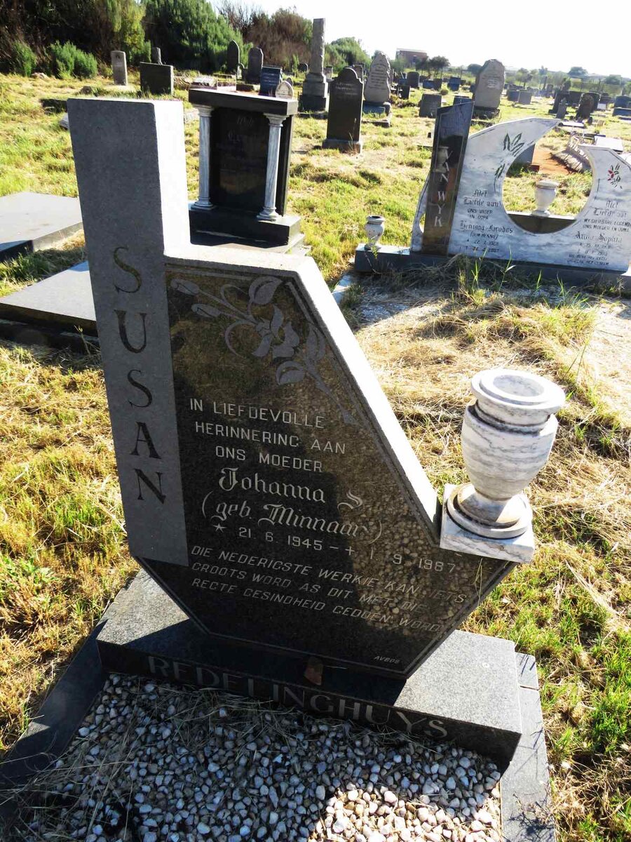 REDELINGHUYS Johanna Susan nee MINNAAR 1945-1987