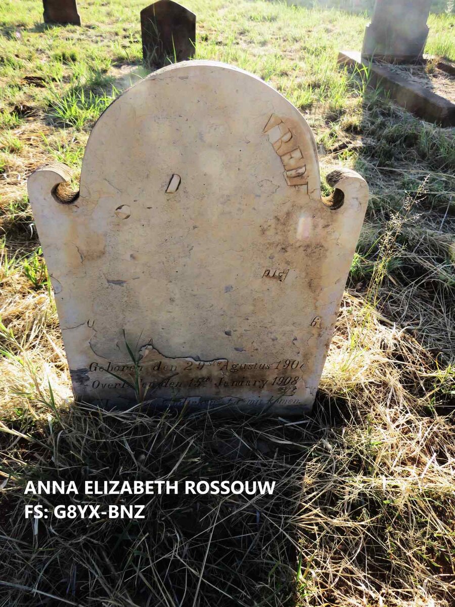 ROSSOUW Anna Elizabeth 190?-1908