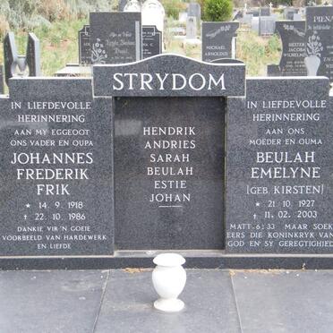 STRYDOM Johannes Frederik 1918-1986 &amp; Beulah Emelyne KIRSTEN 1927-2003