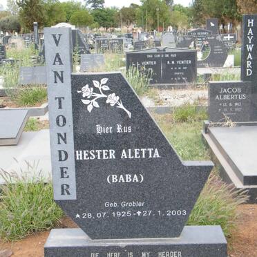 TONDER Hester Aletta, van nee GROBLER 1925-2003