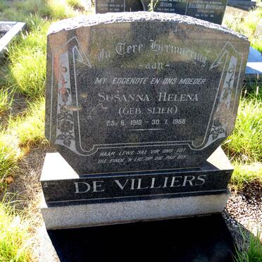 VILLIERS Susanna Helena, de nee SLIER 1918-1968