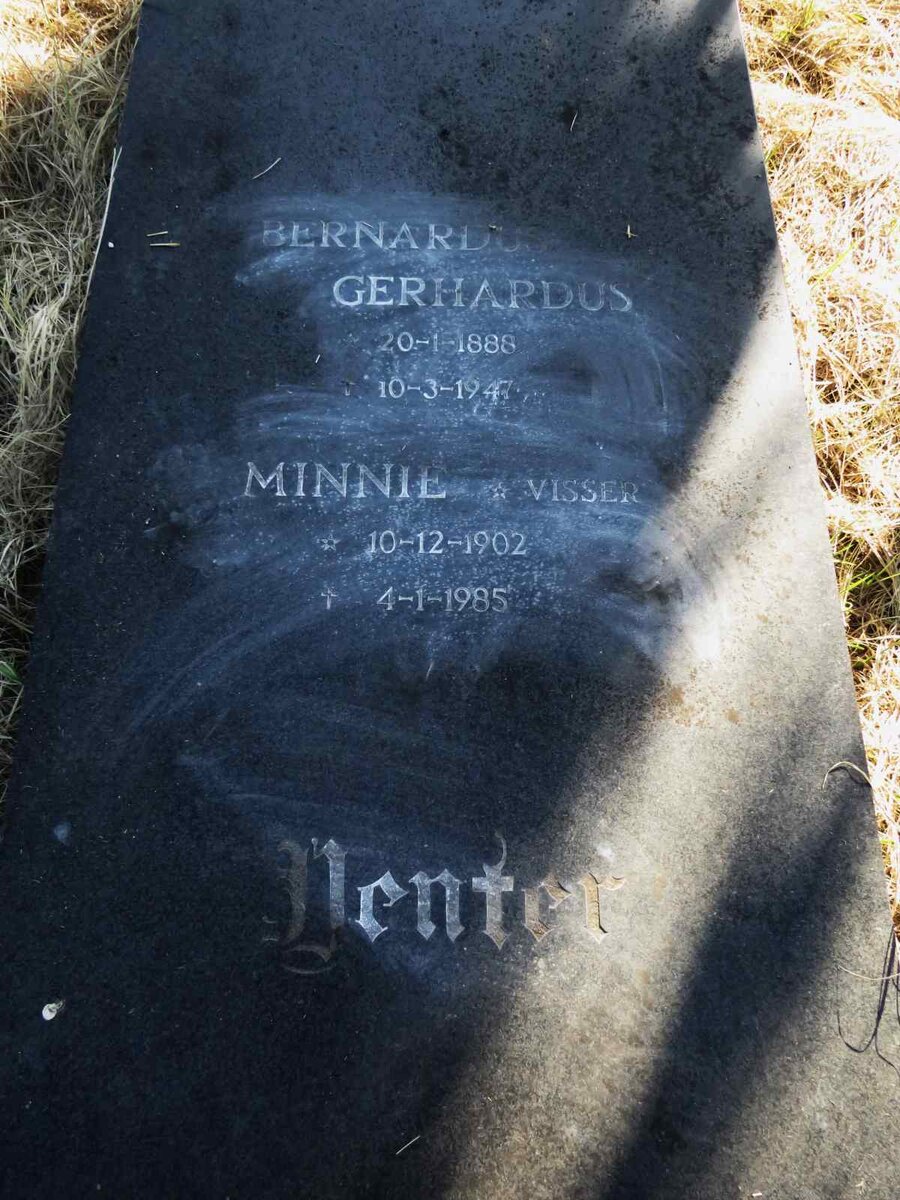 VENTER Bernardus Gerhardus 1888-1947 & Minnie VISSER 1902-1985
