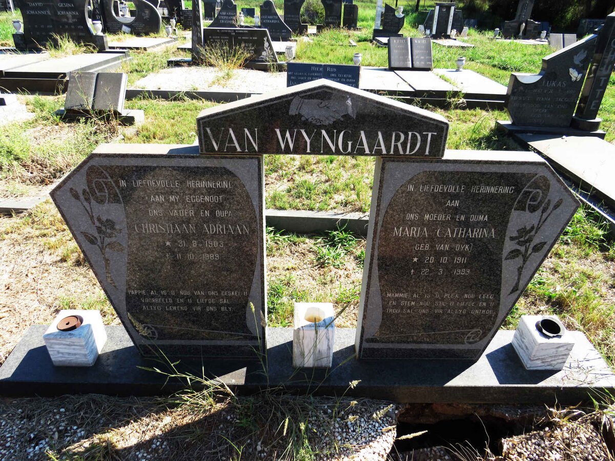 WYNGAARDT Christiaan Adriaan, van 1903-1989 & Maria Catharina VAN DYK 1911-1993