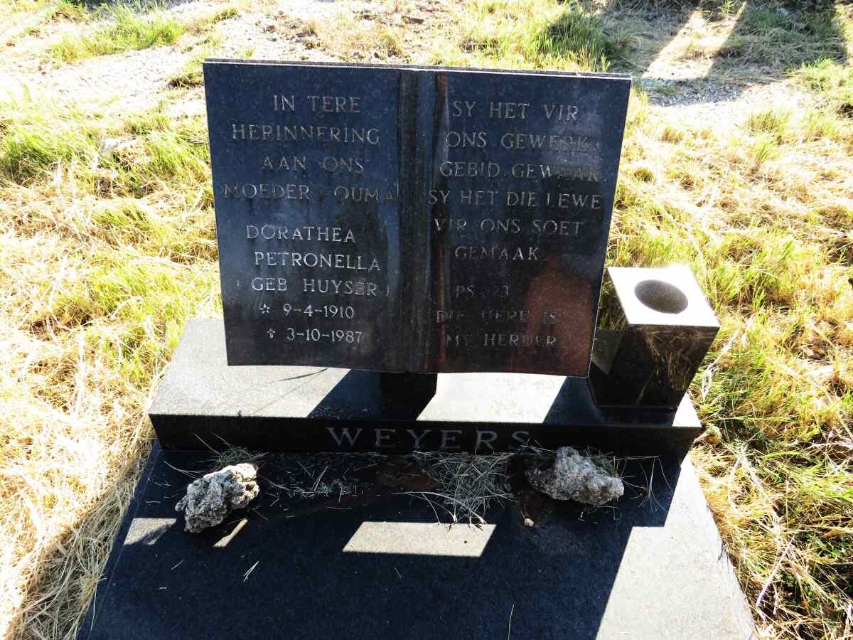 WEYERS Dorathea Petronella nee HUYSER 1910-1987
