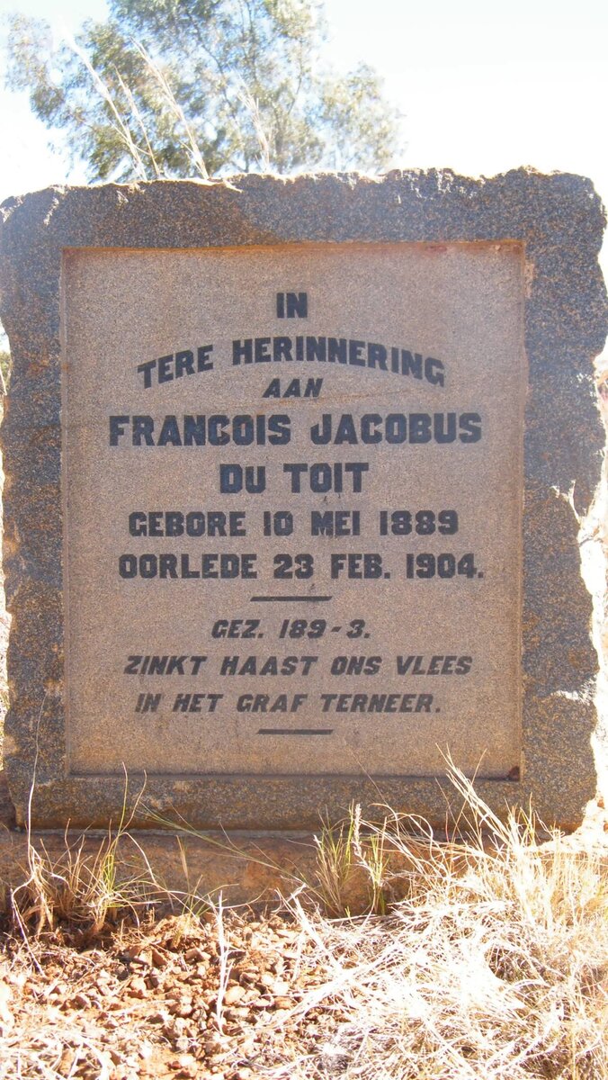 TOIT Francois Jacobus, du 1889-1904