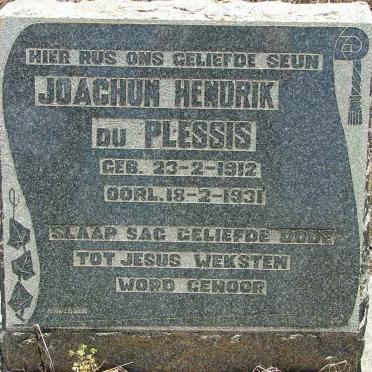 PLESSIS Joachum Hendrik, du 1912-1931