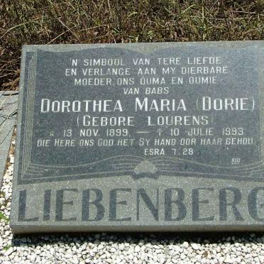 LIEBENBERG Dorothea Maria nee LOURENS 1899-1993