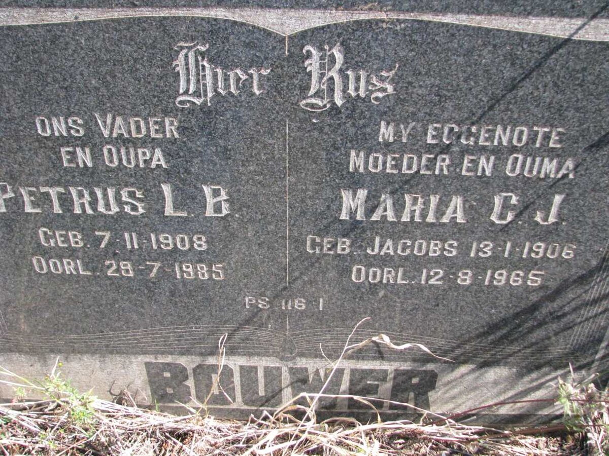 BOUWER Petrus L.B. 1908-1985 &amp; Maria C.J. JACOBS 1906-1965