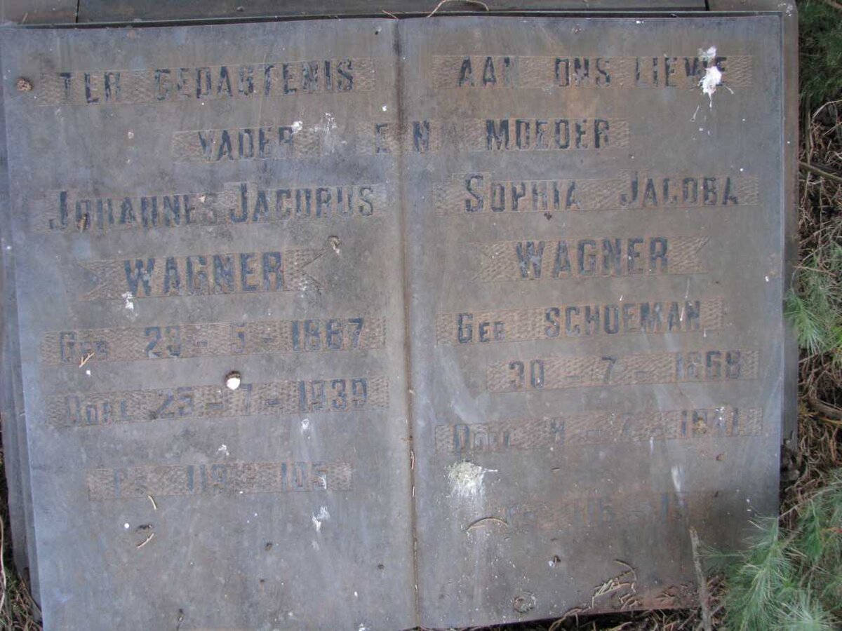 WAGNER Johannes Jacobus 1867-1939 &amp; Sophia Jacoba SCHOEMAN 1868-1941