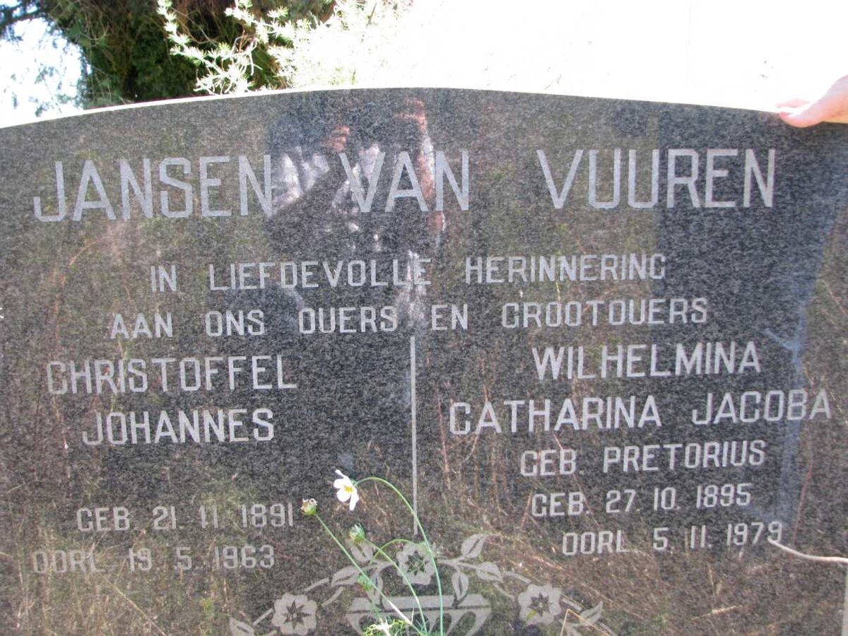 VUUREN Christoffel Johannes, Jansen van 1891-1963 &amp; Wilhelmina Catharina Jacoba PRETORIUS 1895-1979