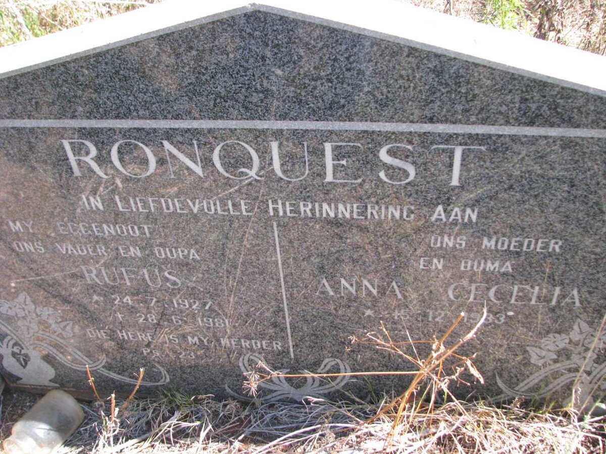 RONQUEST Rufus 1927-1981 &amp; Anna Cecelia 1933-