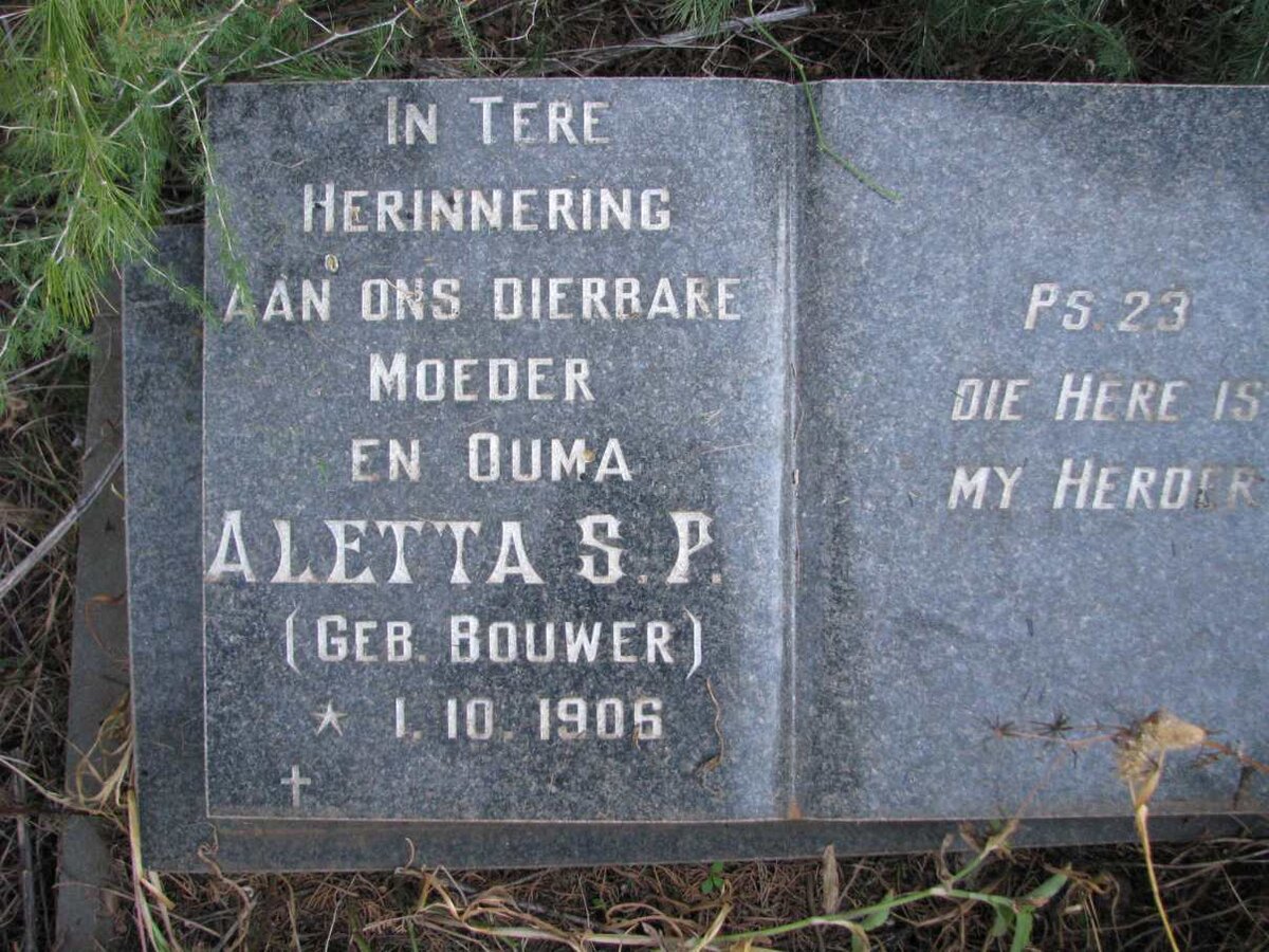 STRYDOM Aletta S.F. nee BOUWER 1905-