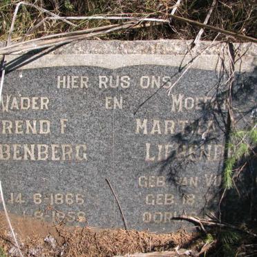 LIEBENBERG Barend F. 1866-195? &amp; Martha C.J. VAN VUUREN 1878-19?9