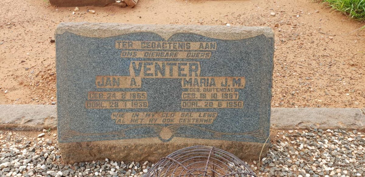 VENTER Jan A. 1865-1938 &amp; Maria J.M. BUITENDAG 1867-1950