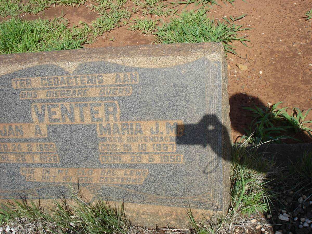 VENTER Jan A. 1865-1938 &amp; Maria J.M. BUITENDAG 1867-1950