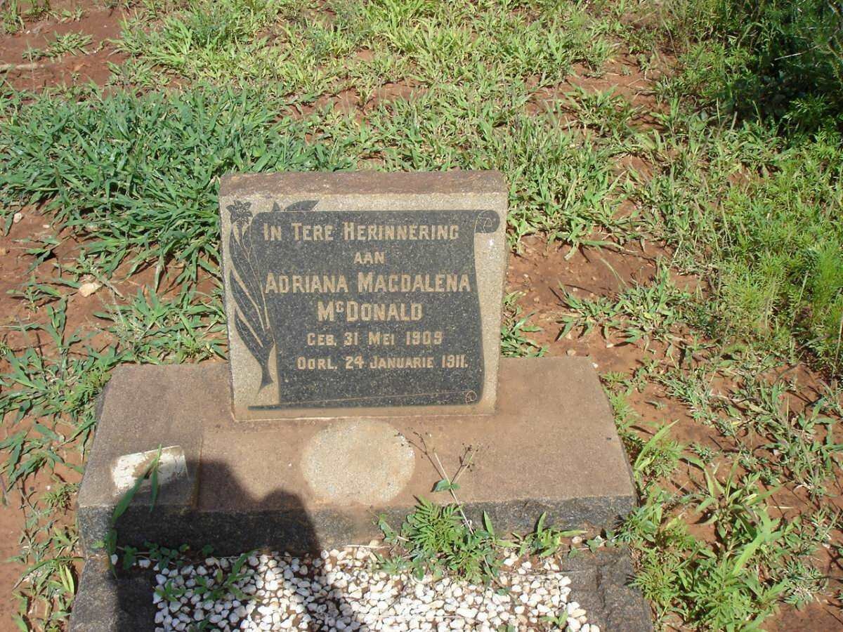 McDONALD Adriana Magdalena 1909-1911