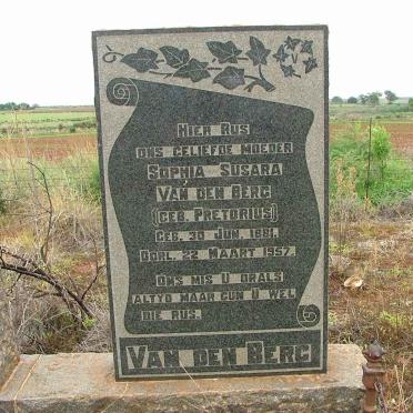 BERG Sophia Susara, van den nee PRETORIUS 1881-1957