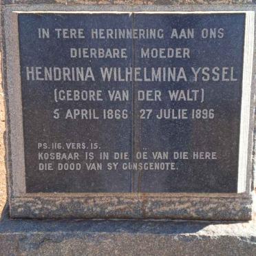 YSSEL Hendrina Wilhelmina nee VAN DE WALT 1866-1896