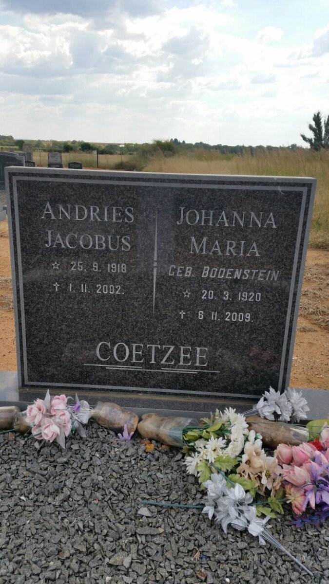 COETZEE Andries Jacobus 1918-2002 &amp; Johanna Maria BODENSTEIN 1920-2009