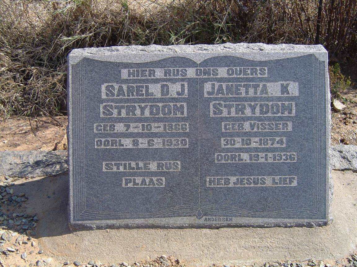 STRYDOM Sarel D.J. &amp; Janetta K. VISSER 1874-1936
