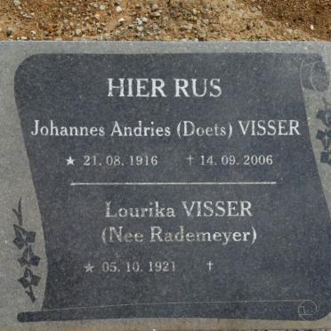 VISSER Johannes Andries 1916-2006 &amp; Lourika RADEMEYER 1921-