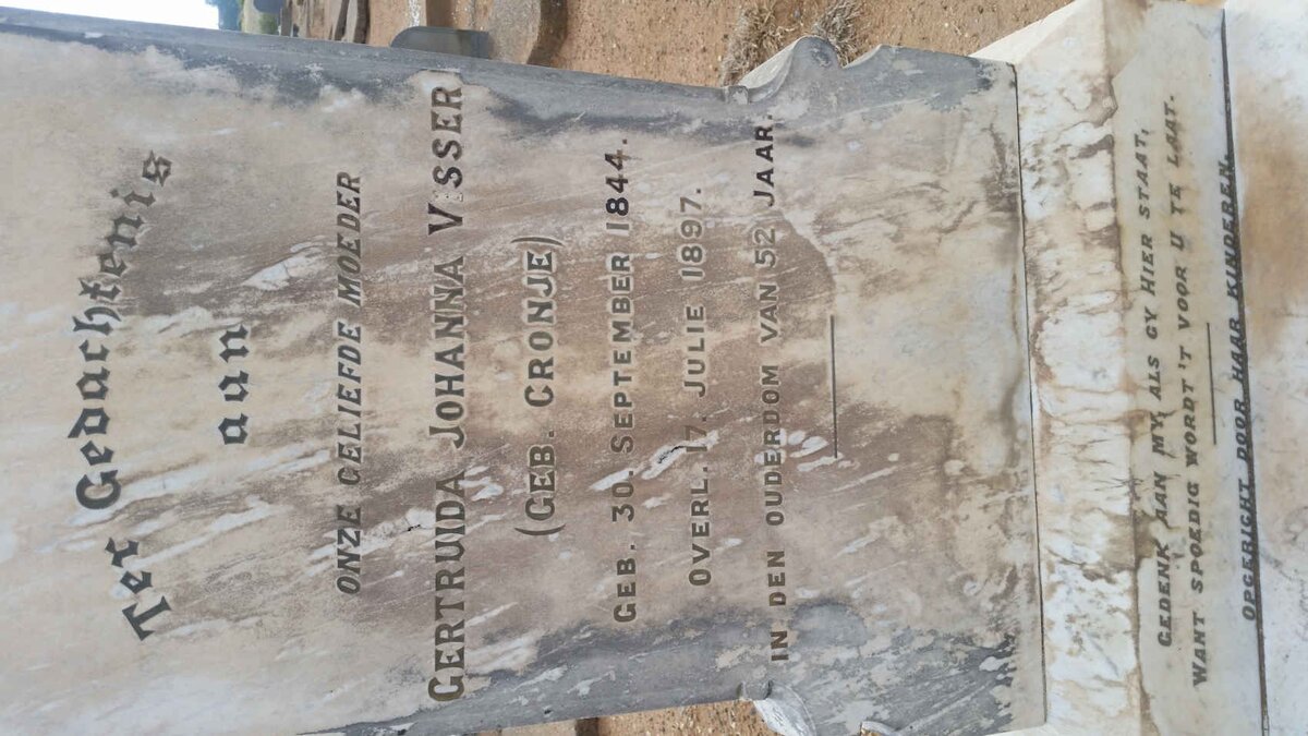 VISSER Gertruida Johanna nee CRONJE 1844-1897
