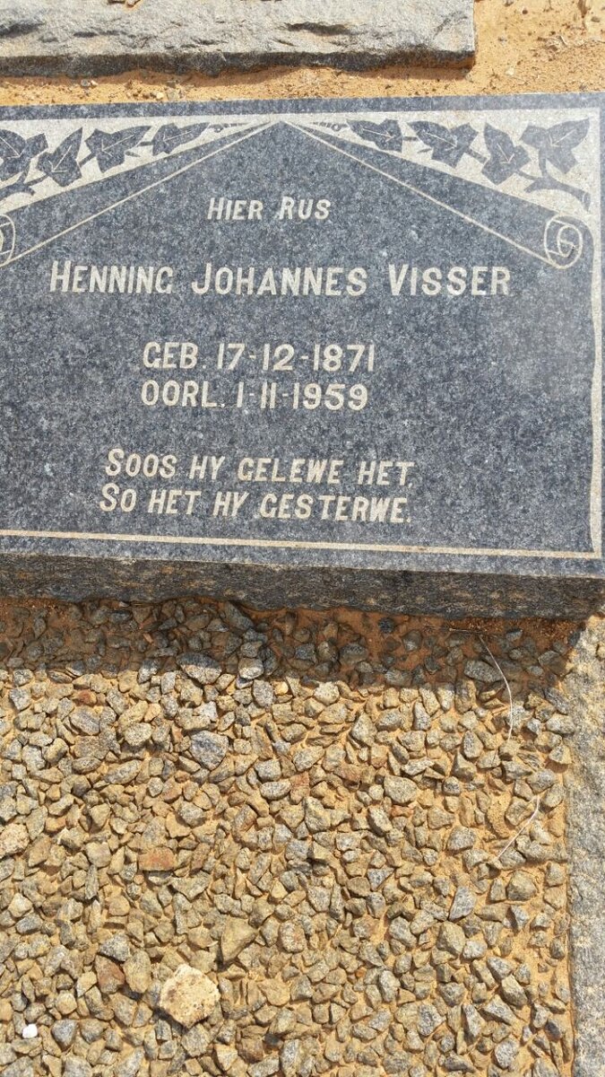VISSER Henning Johannes 1871-1959