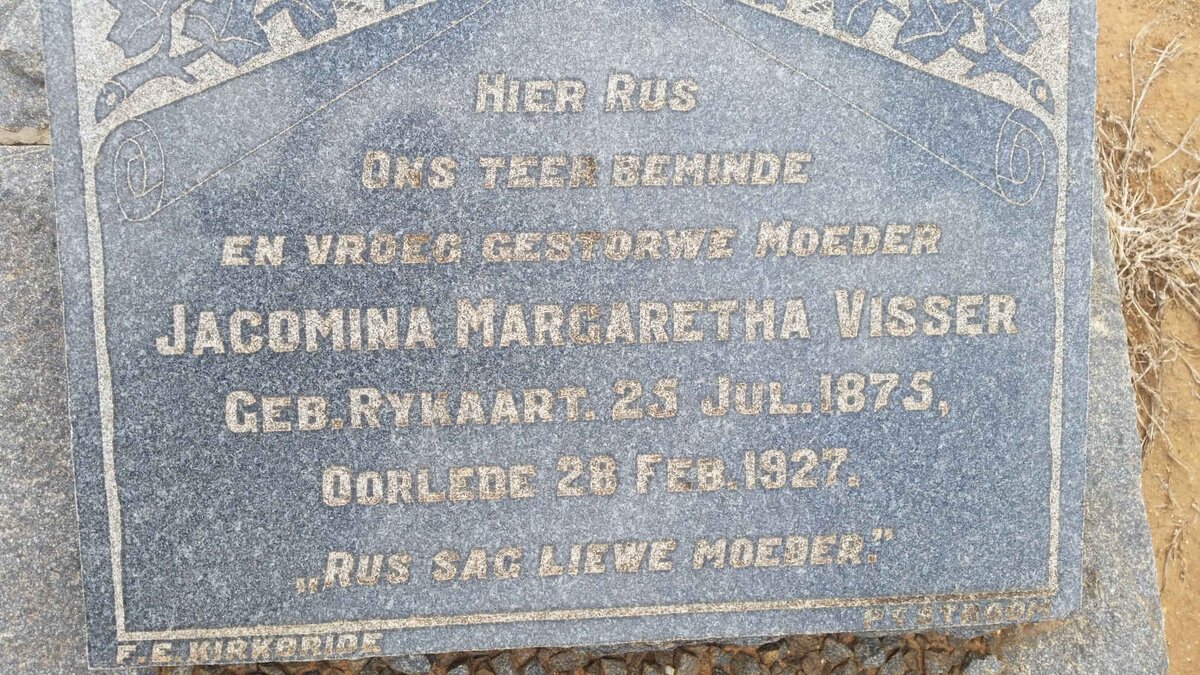 VISSER Jacomina Margaretha nee RYKAART 1875-1927
